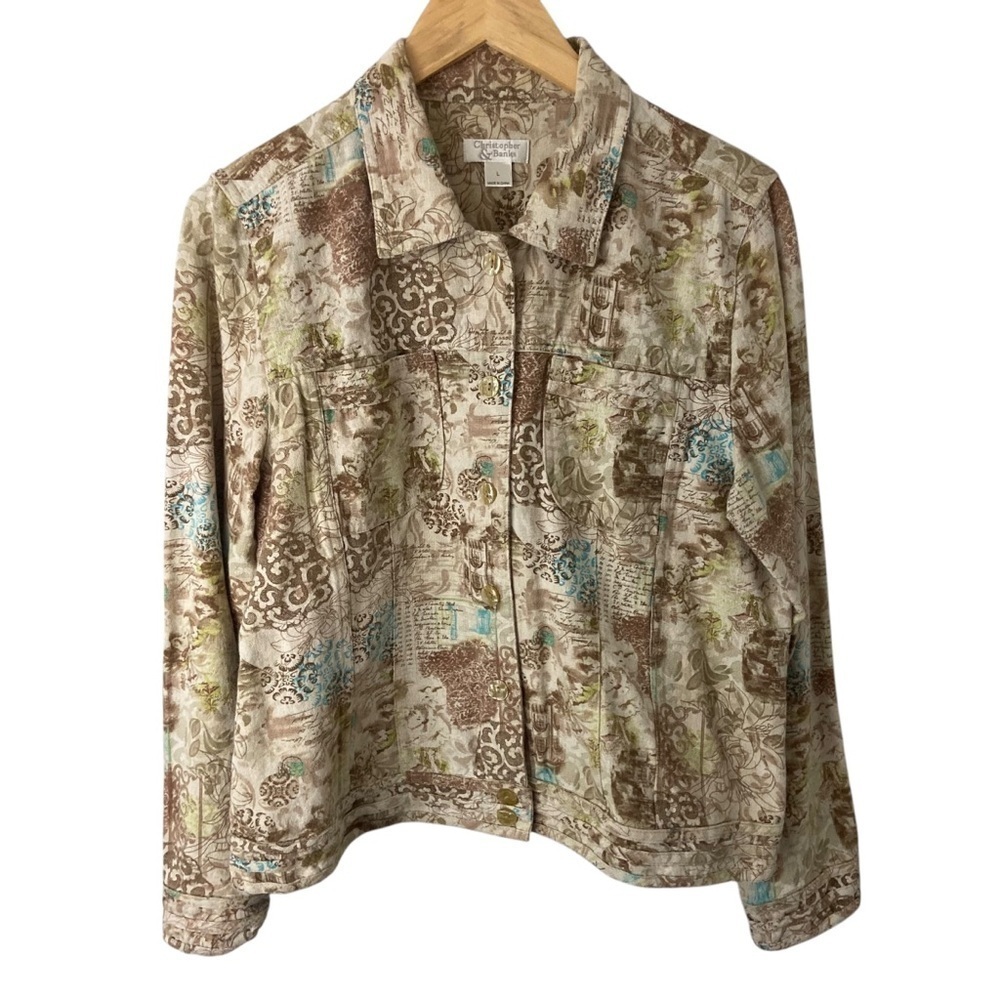 Christopher & Banks Parisian Linen Blend Jacket Sz L Cropped Casual